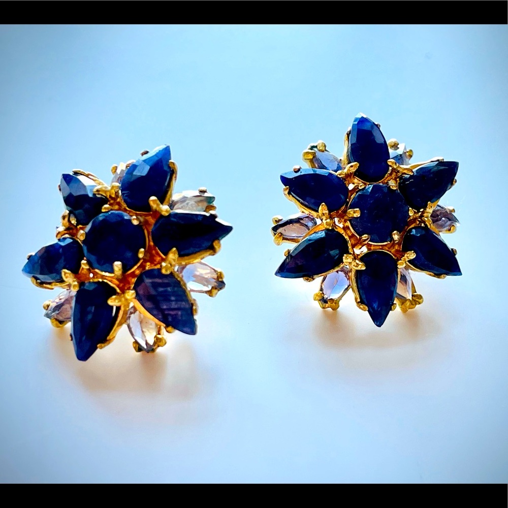 Brazilian semi precious stone earrings gold plated
